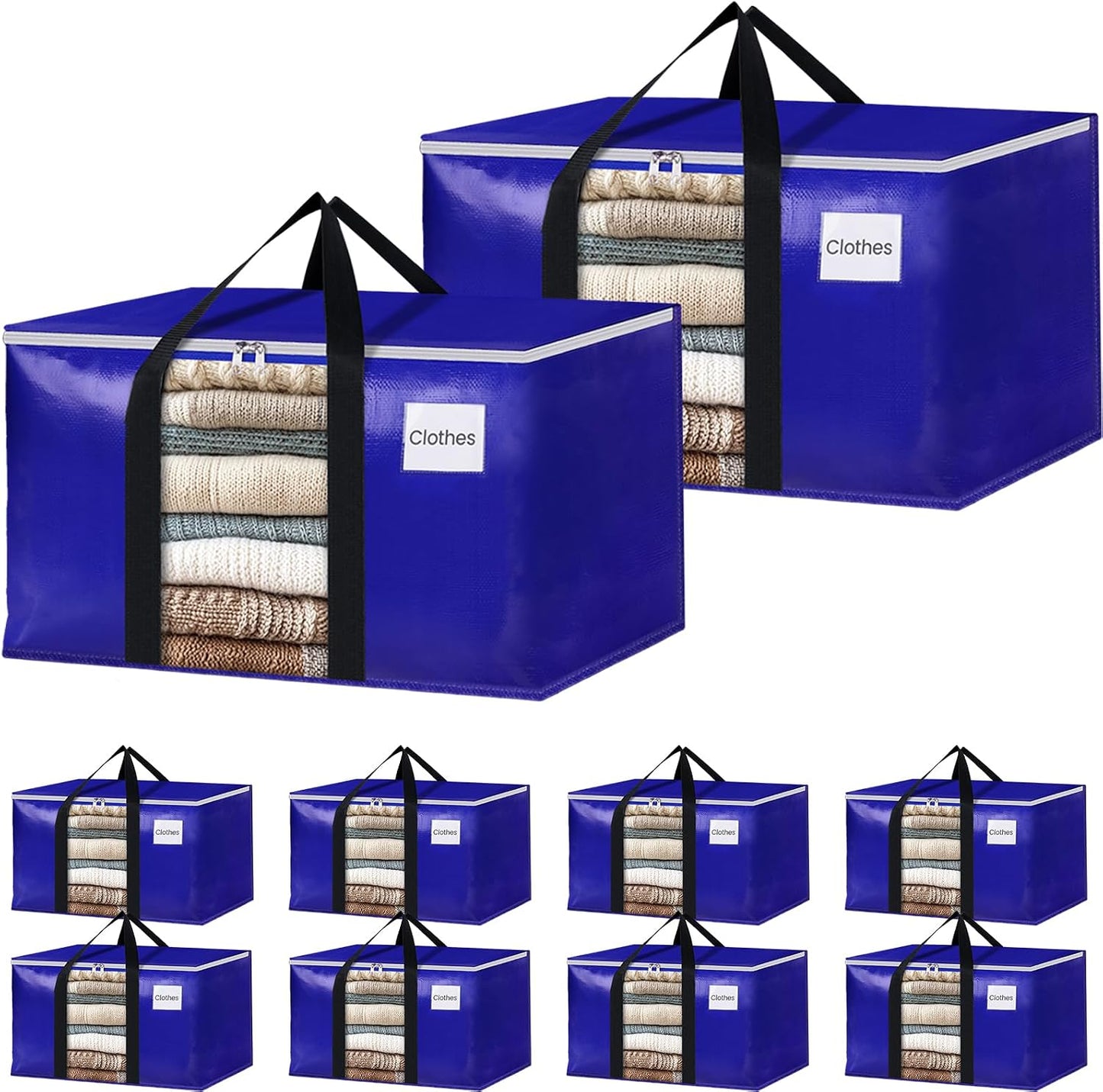 10 Pzas Bolsas Mudanza con Ventana Asas Fuertes Cremallera