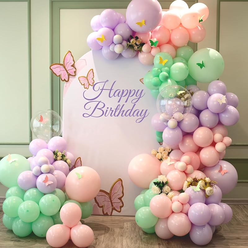 Arco decoración cumpleaños morado para mujer y niña