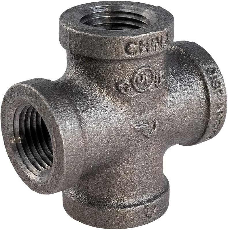 Adaptador cruzado maleable negro 0.25pulg