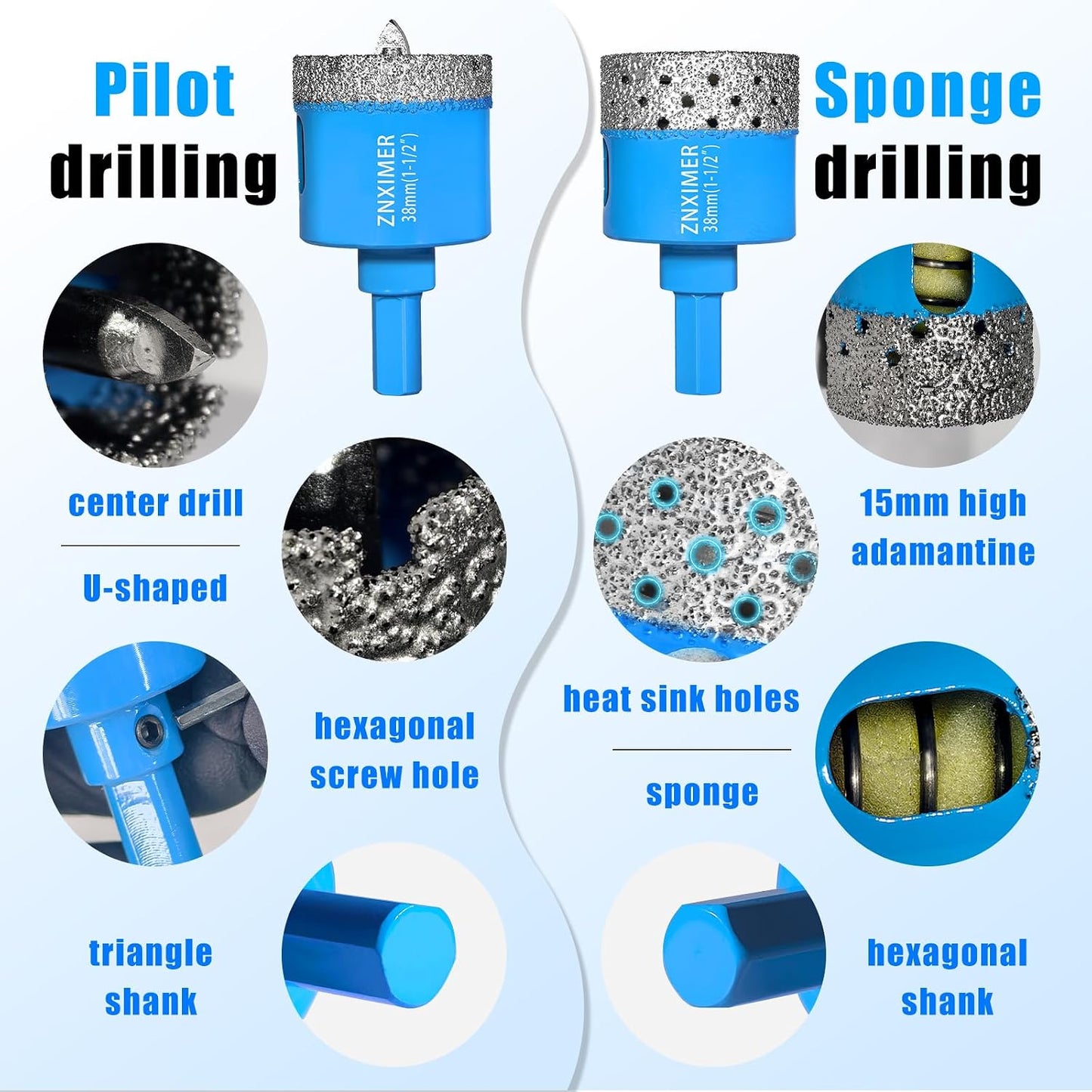 Brocas diamante 1.5pulg para azulejos cerámica granito