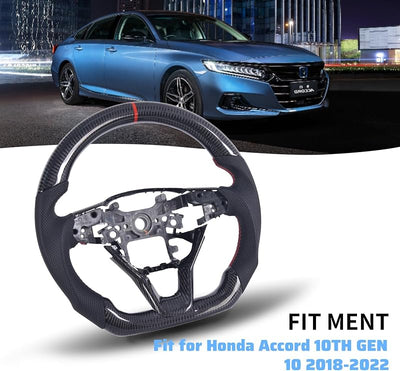 Volante fibra carbono Honda Accord 18-22 cuero perforado