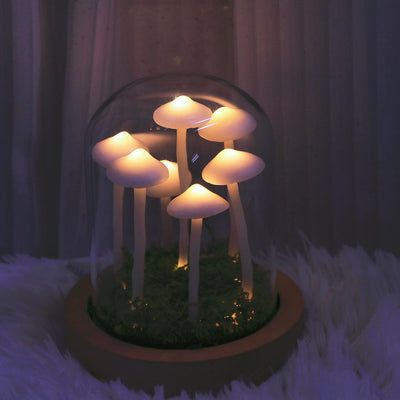 Luz de noche hecha a mano estilo hongo retro