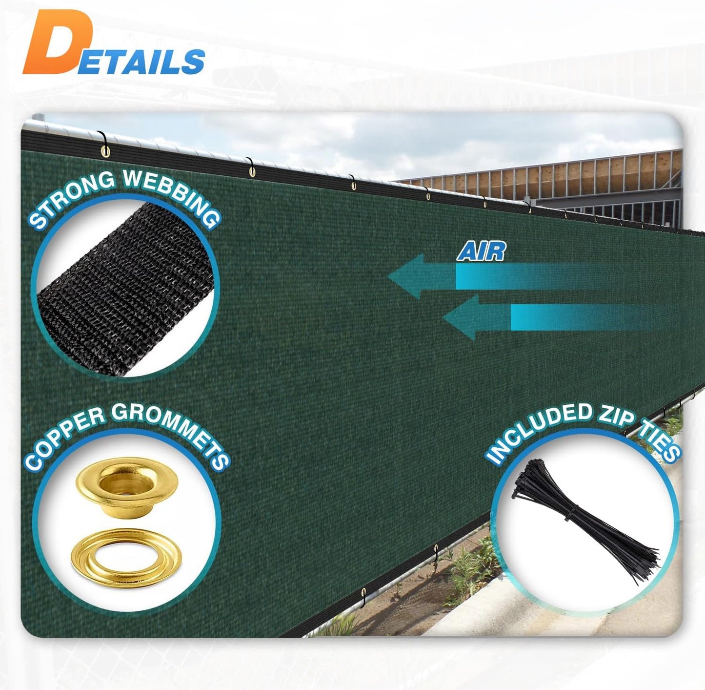 Pantalla privacidad valla verde 5x12ft 88% bloqueo