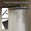 Grifo ducha 8pulg acero inox negro cuadrado alta presión