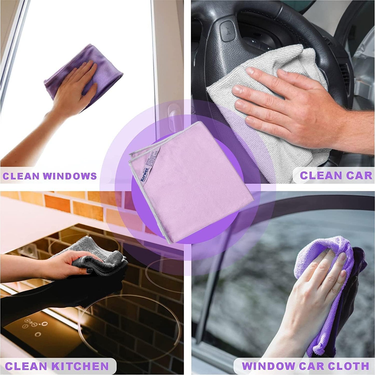 Paño limpieza vidrio sin químicos 2 pzas morado