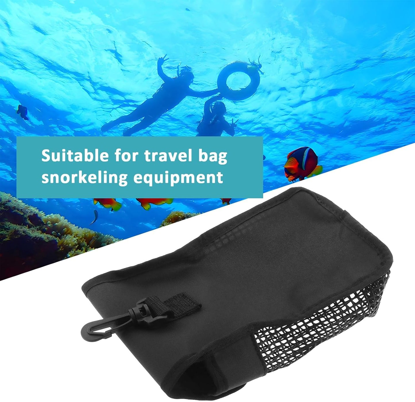 Bolsa malla buceo portátil resistente 5.1x7.9in negro