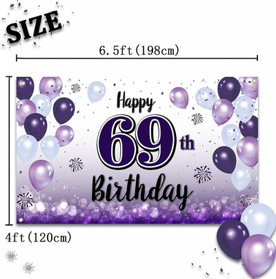 Decoración cumpleaños 69 años globo morado grande