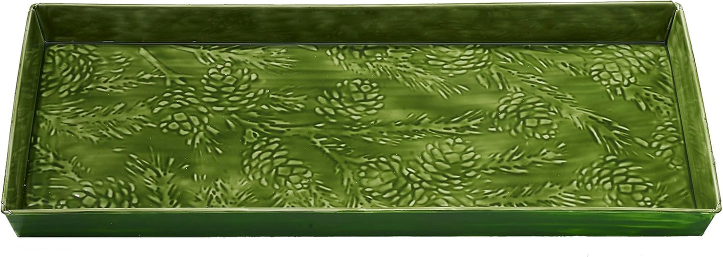 Bandeja botas esmalte patrón pino 30x13pulg verde bosque