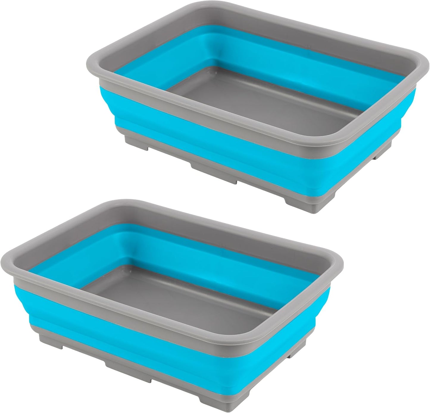 Set 2 Cubetas Plegables 10L Azul Multiuso