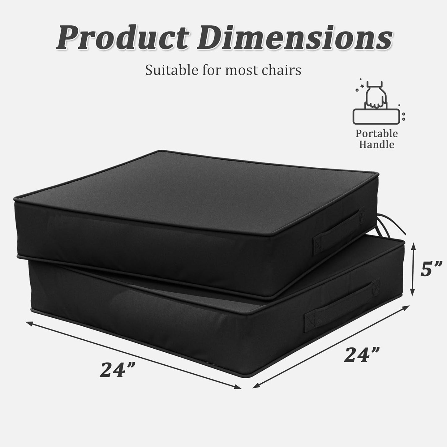 Set 2 cojines silla exterior 24x24" impermeables con asa