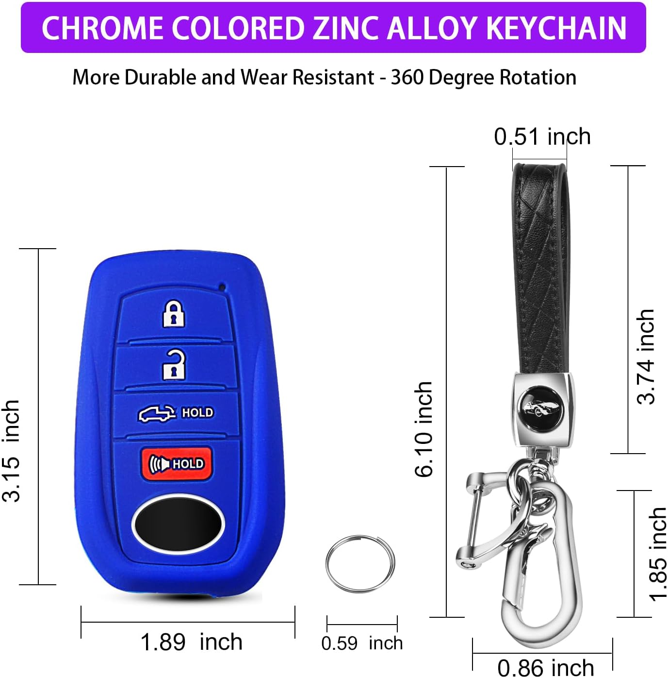 2 Pzas llavero 4 botones para Toyota Azul