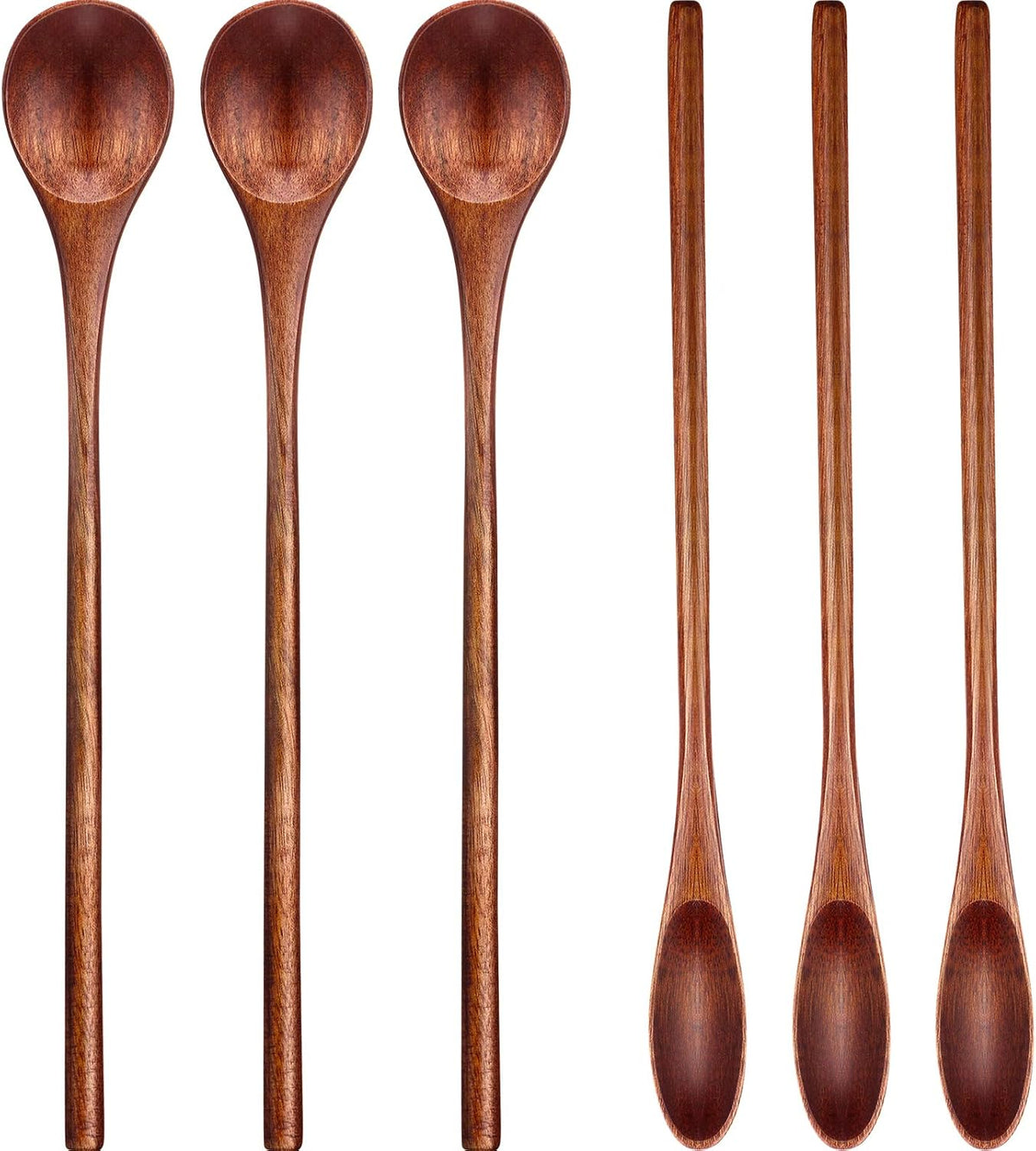Cucharas de madera para café y té con mango largo 6 pzas