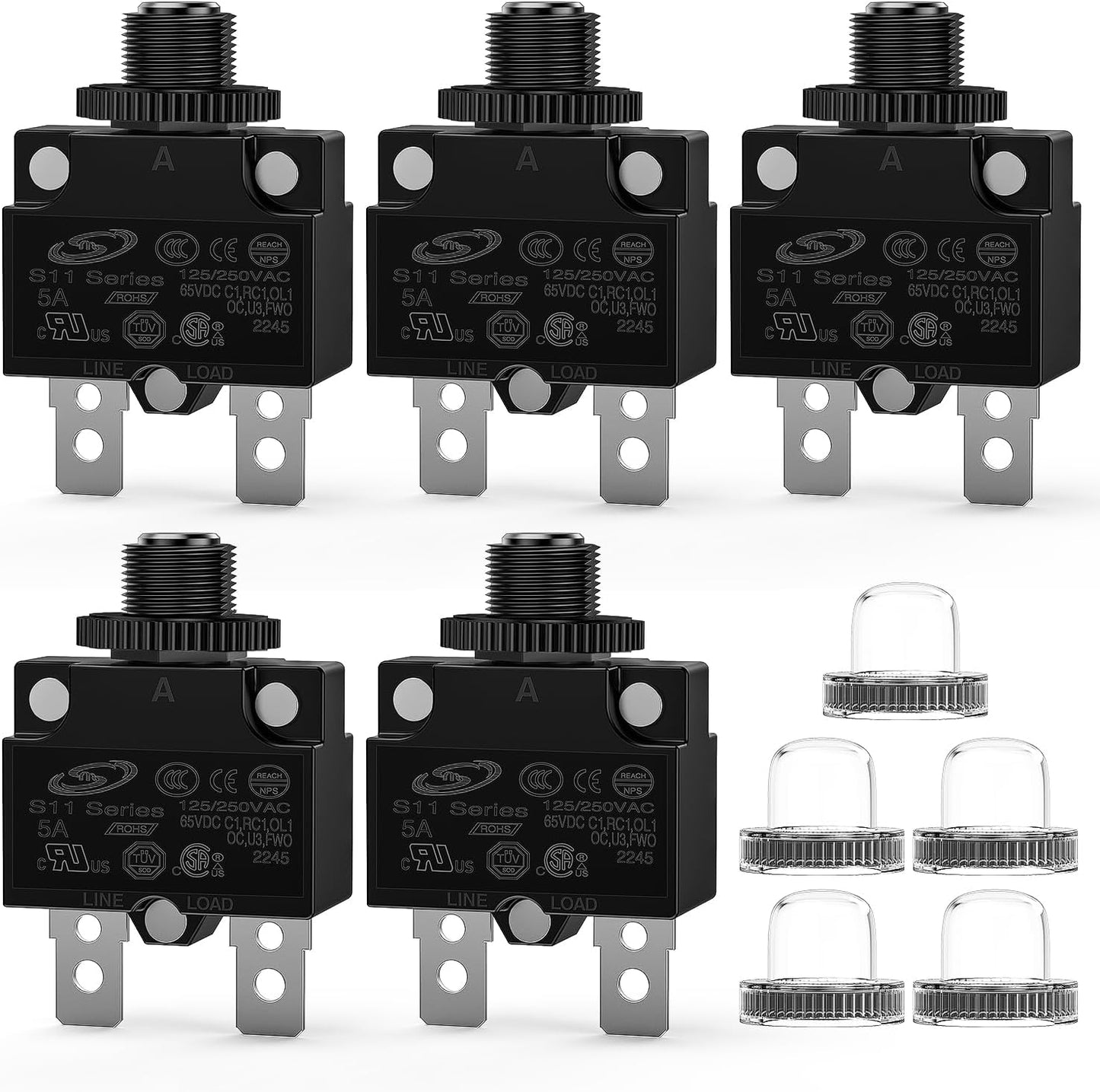 Disyuntor térmico 5A 125/250V CA 65V CC 12" automóvil industrial