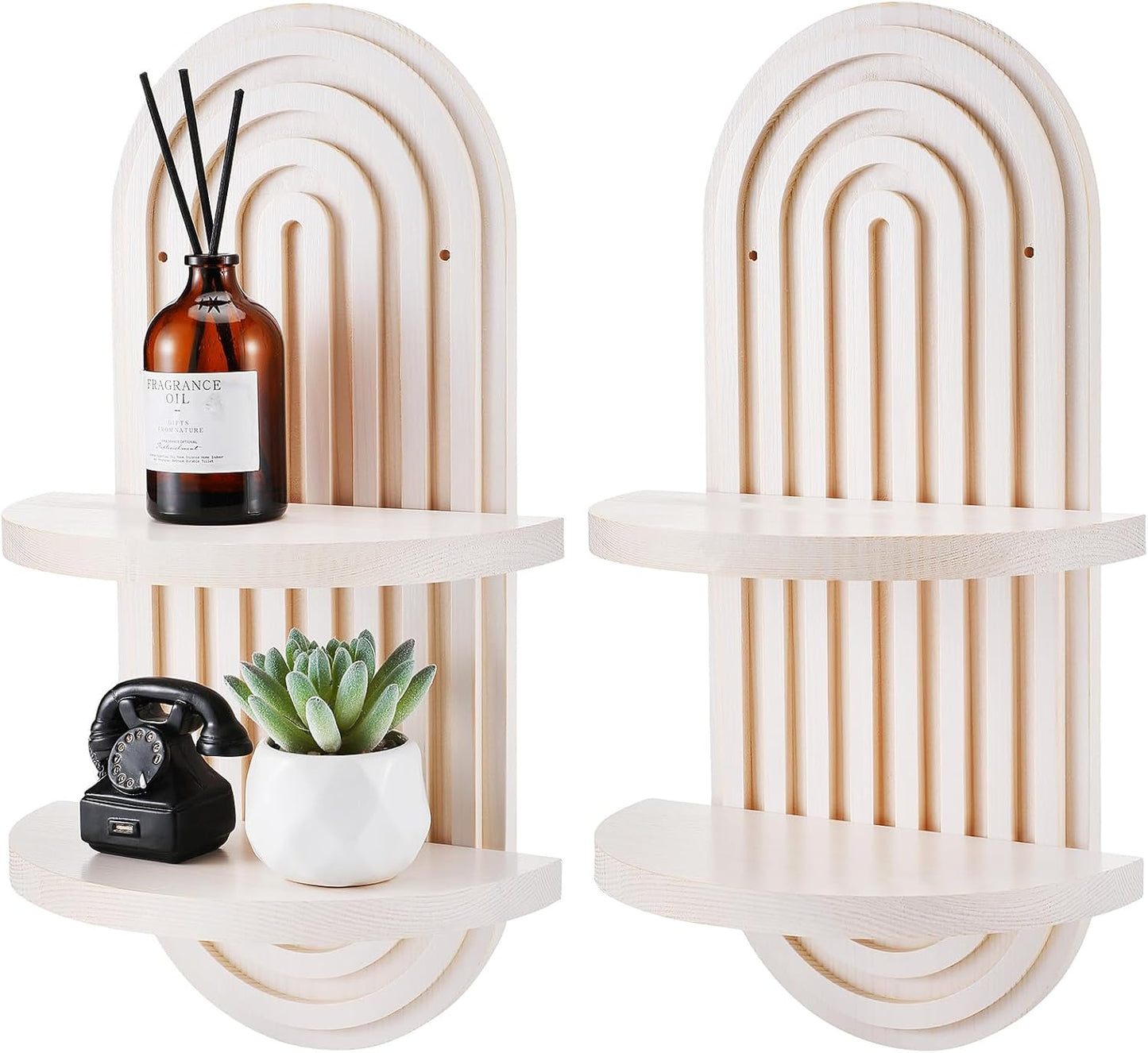 2 Estantes Pared Bohemios Arco Iris Madera Vintage