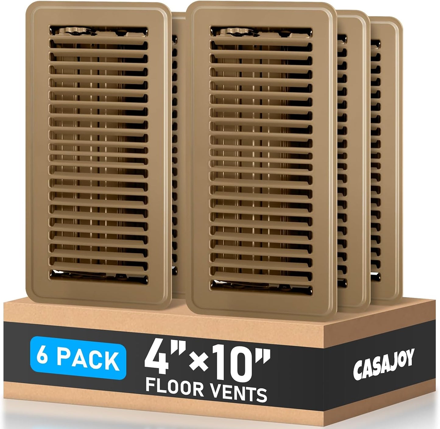 6 Rejillas Ventilación Piso 4x10pulg Resistentes Marrón