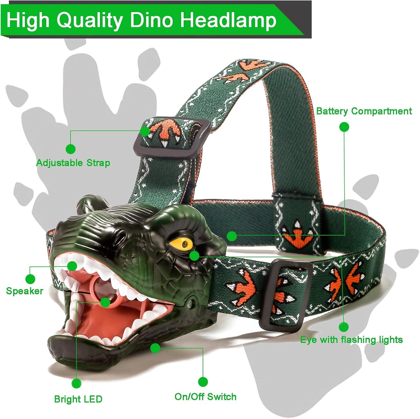 Linterna dinosaurio T-Rex LED 4 modos para niños