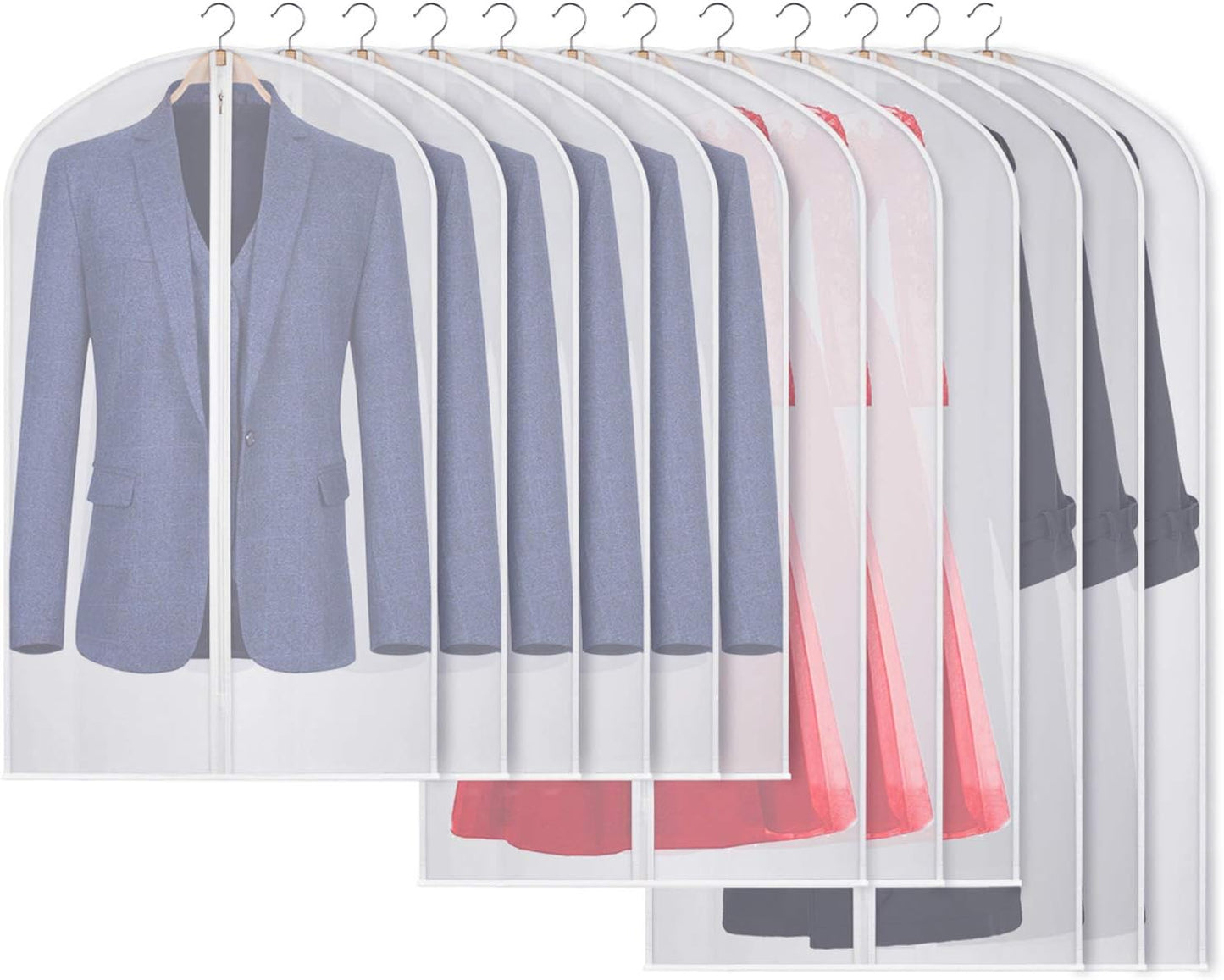 12 Pzas Bolsas Colgantes con Cremallera para Ropa 24x40