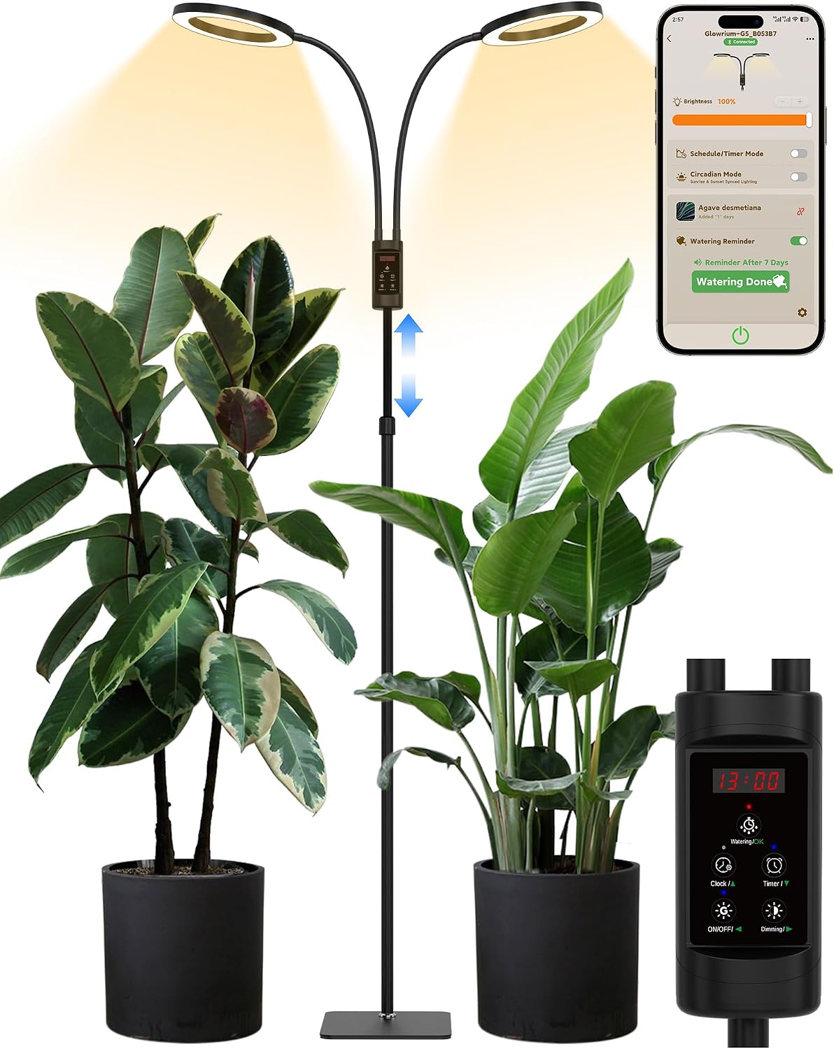 Lámpara cultivo interior 48W espectro completo 47-70pulg