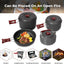 Set cocina camping 4 pzas tetera olla sartén cuenco