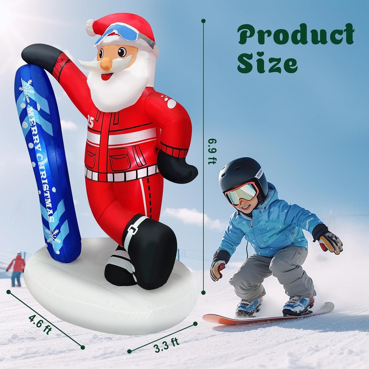 Decoración inflable Navidad Papá Noel 7ft césped