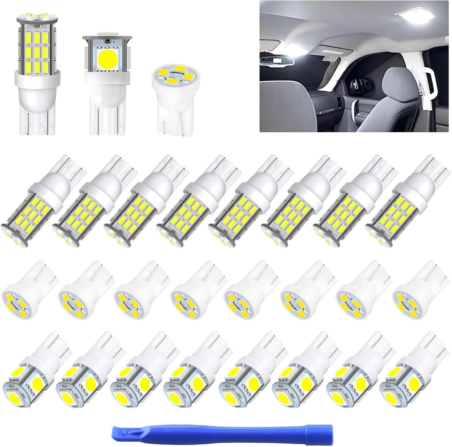 Set 24 bombillas interior 12V para caravana remolque barco blanco