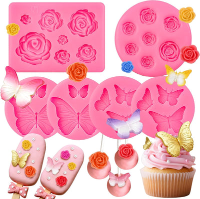 Moldes de silicona rosa para chocolate, fondant y decoración de pastelería
