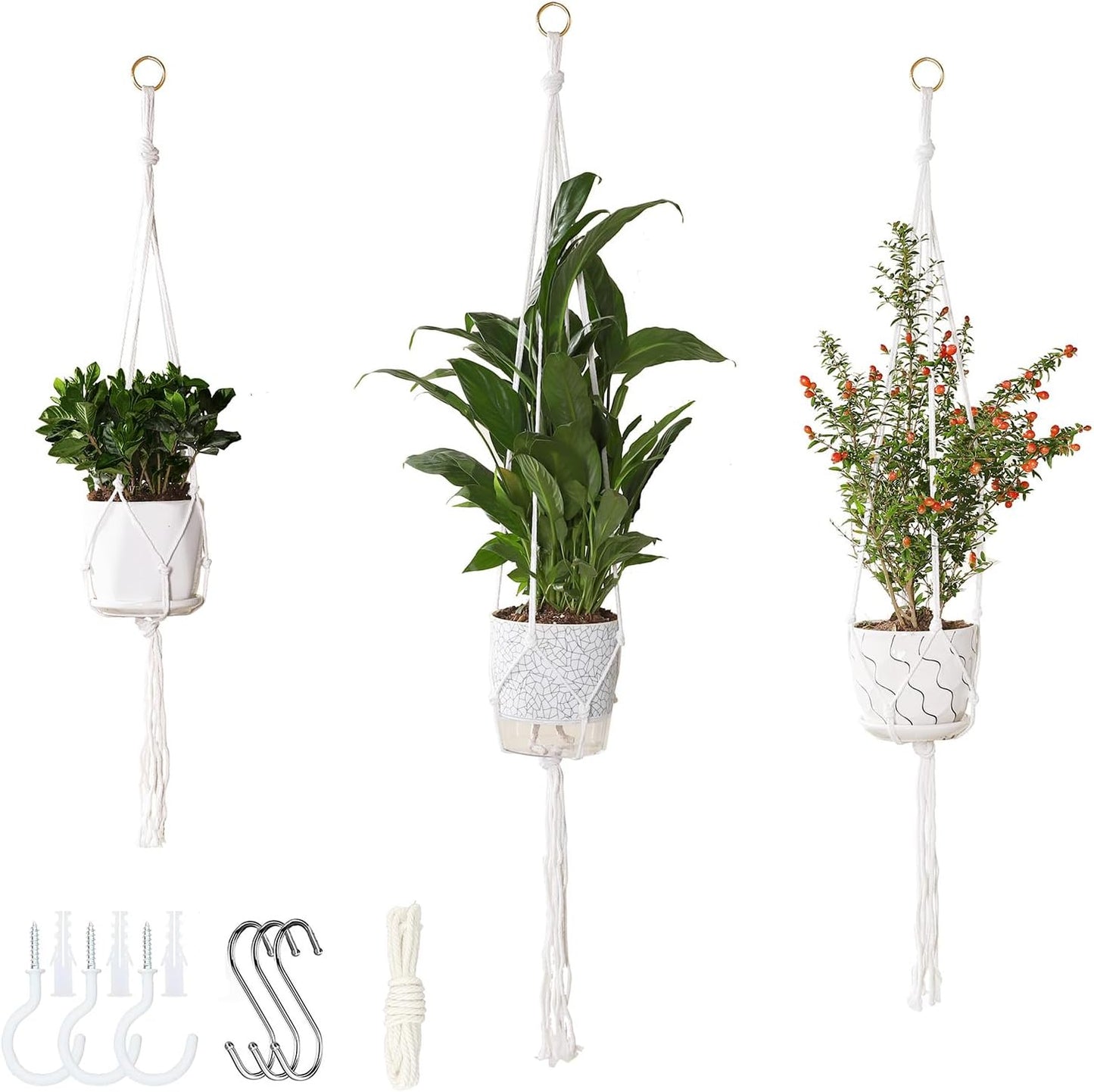 3 Colgadores Macramé para Plantas 35-47pulg Cesta Bohemia