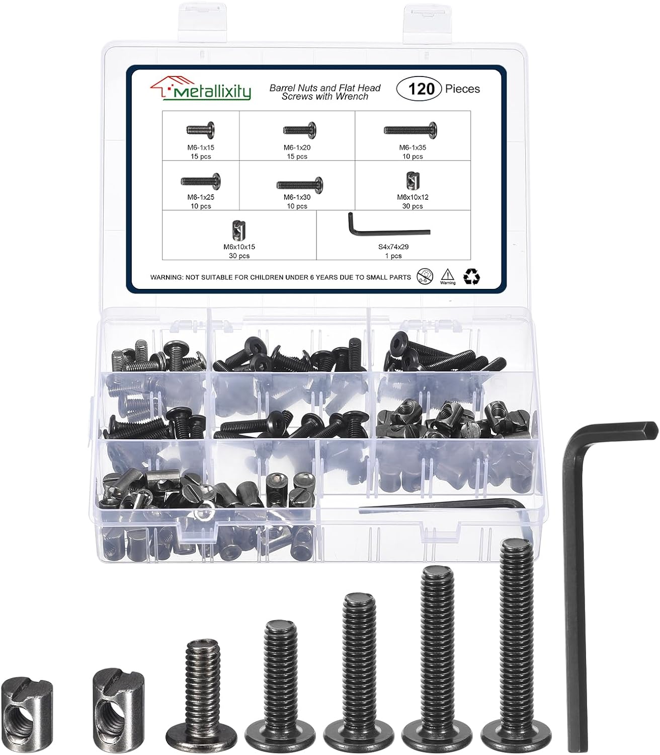 Kit tuercas M6 para muebles con llave 120uds