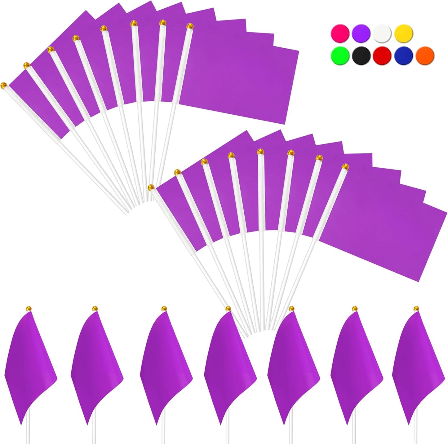 25 Banderas Mini Moradas 5x8pulg Decoración Fiesta