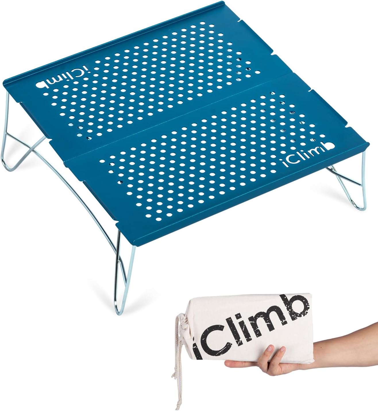 Mesa plegable ultraligera para mochileros camping playa azul