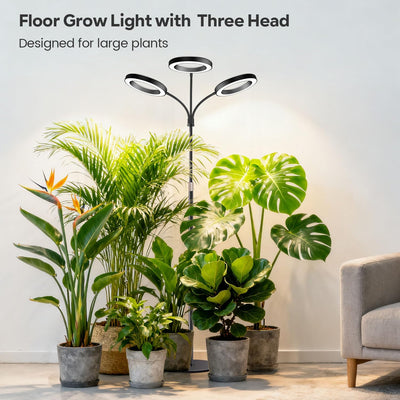 Luz cultivo suelo LED 3 cabezales 5 niveles 252