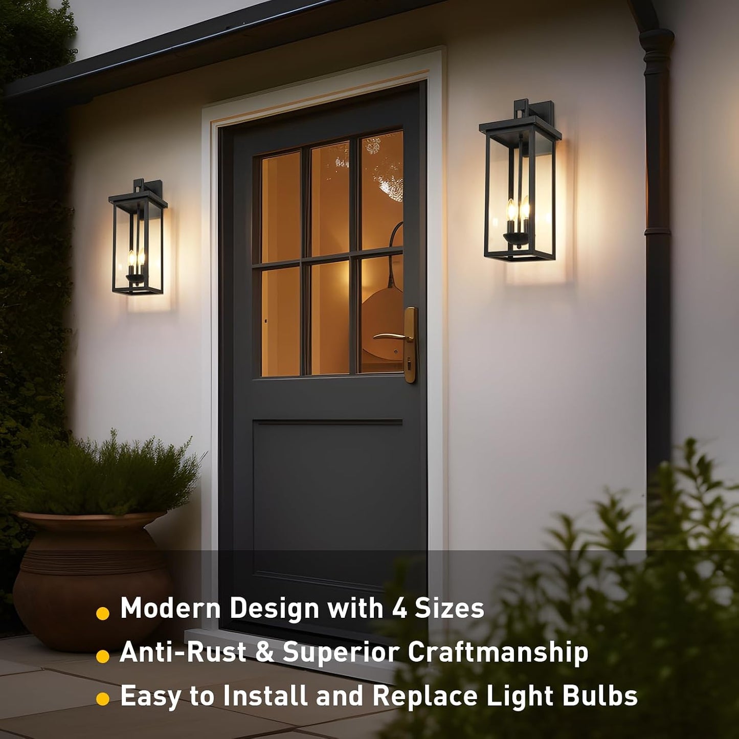 Luces pared exterior 22pulg negro mate impermeables
