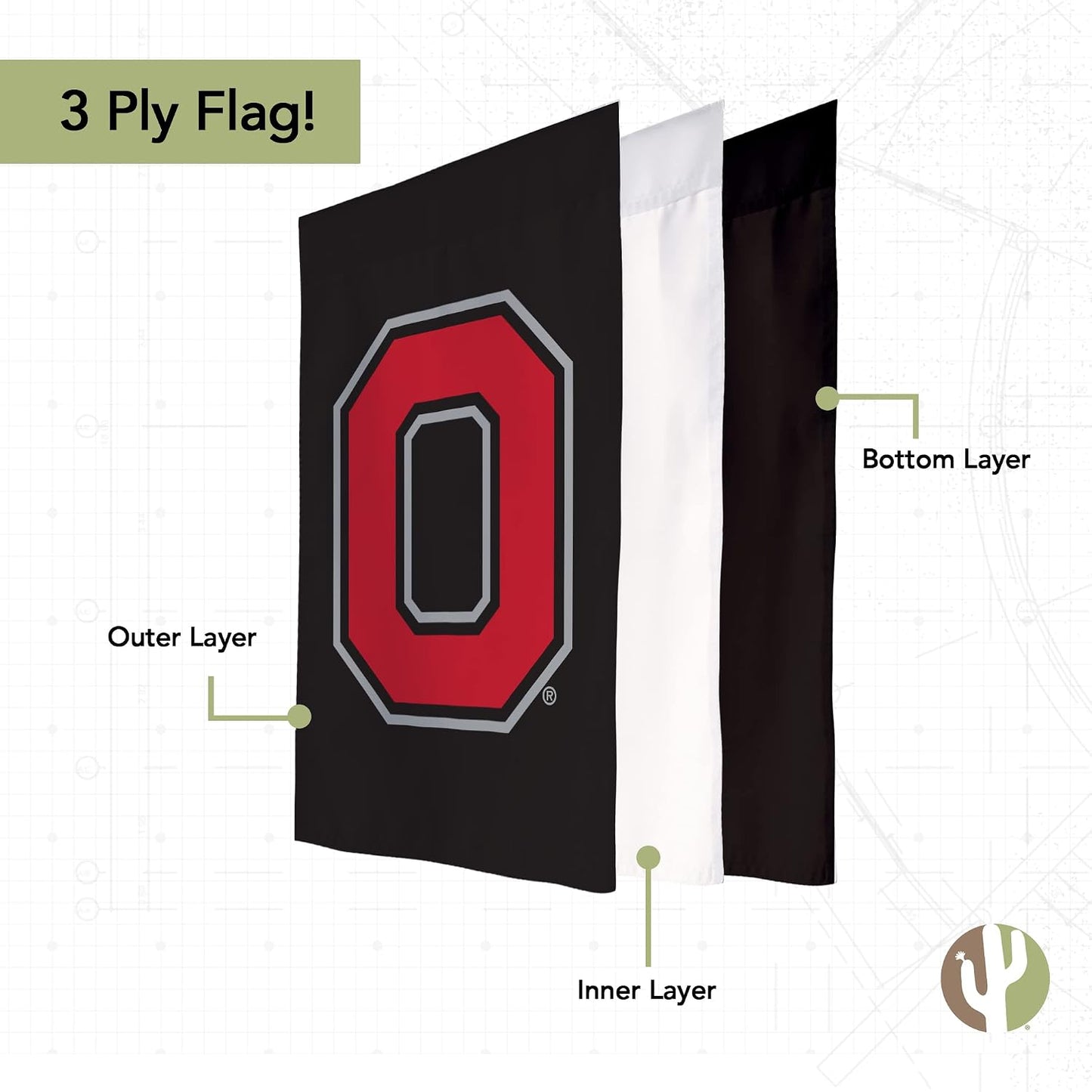 Bandera jardín Ohio State Buckeyes 19x12pulg