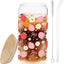 Vaso vidrio fresa lazo rosa 14oz
