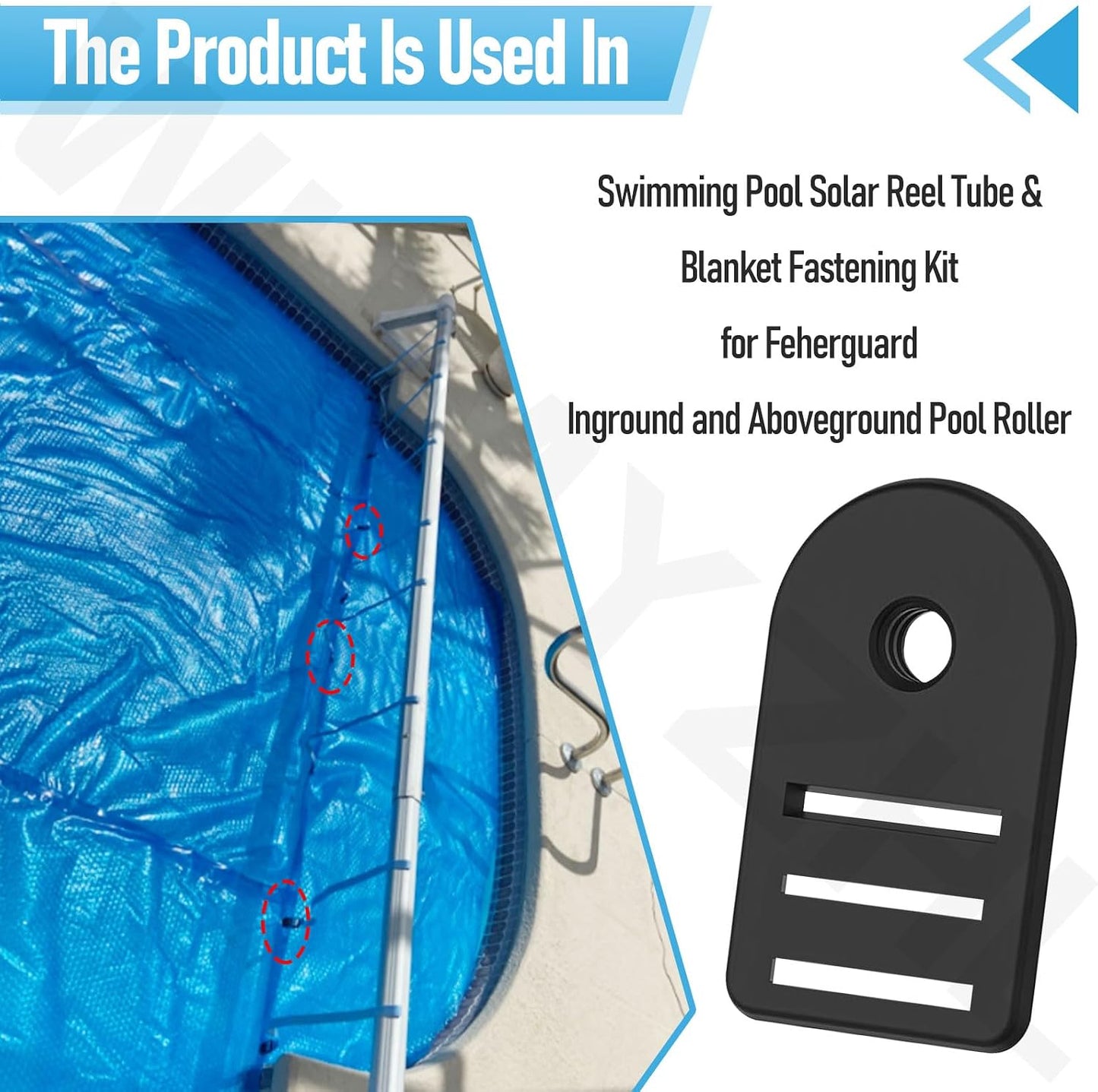 Kit fijación tubo cubierta solar piscina 24 soportes
