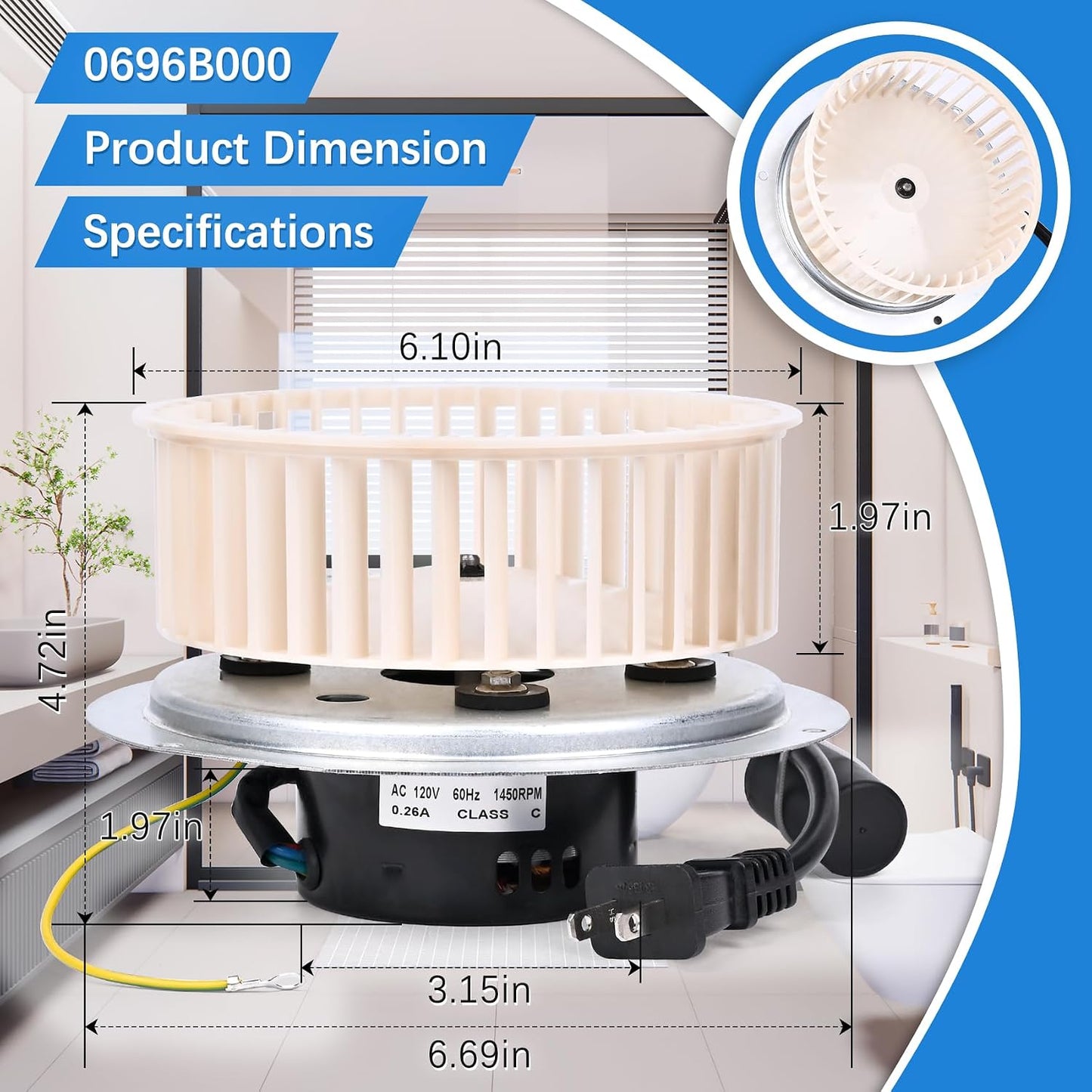 Repuesto motor ventilador baño Nutone QT-100L