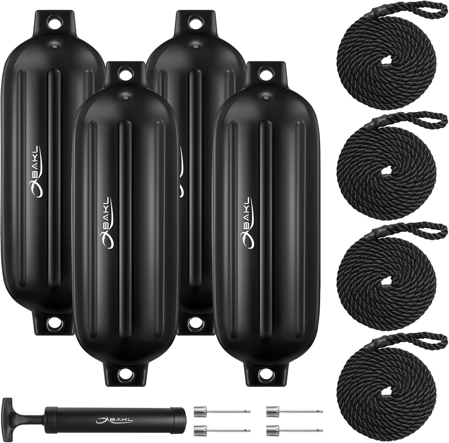 Defensas barco 8.5x27pulg set 4 con cuerdas y bomba