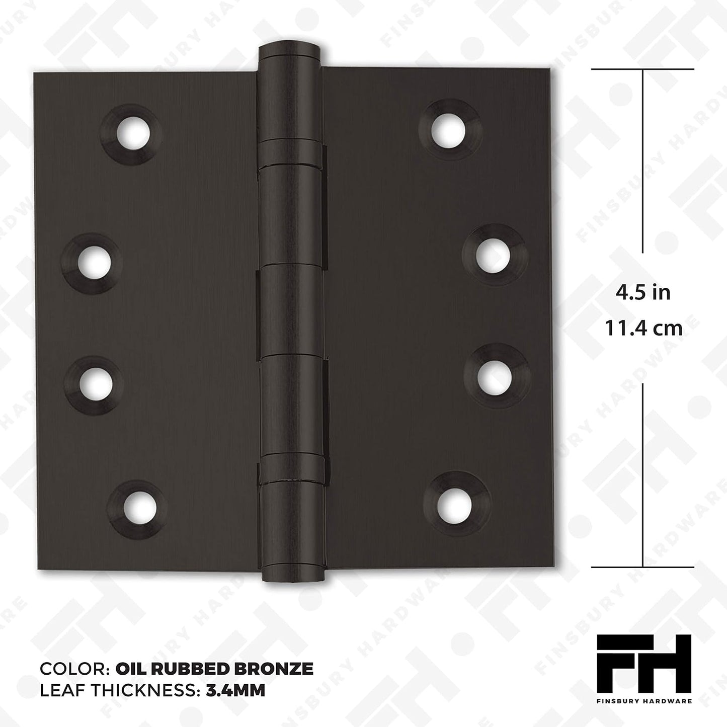 Bisagra puerta rodamiento bronce 4.5x4.5pulg latón set 2