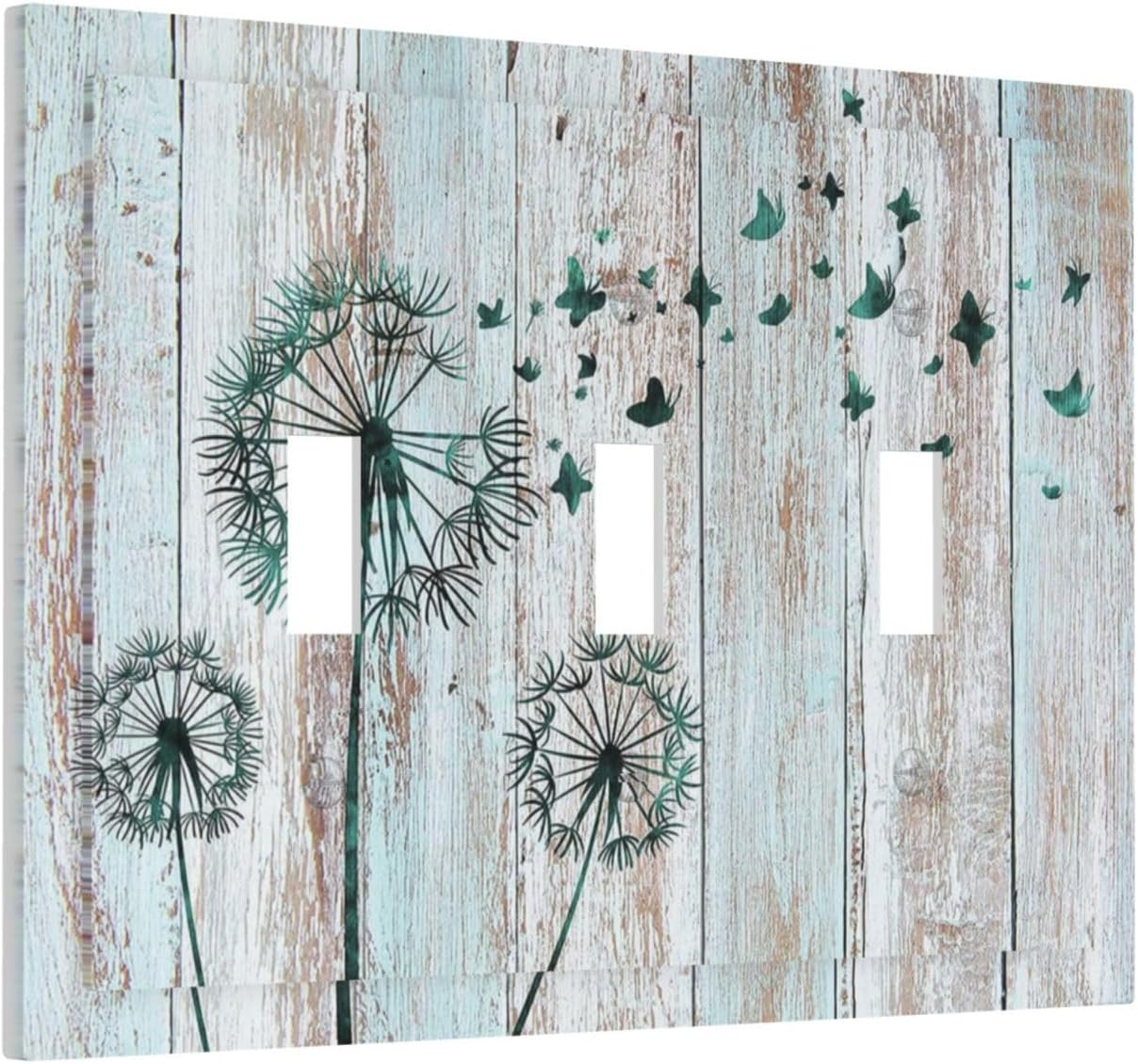 Cubiertas placa interruptor diseño diente león retro gris azul madera