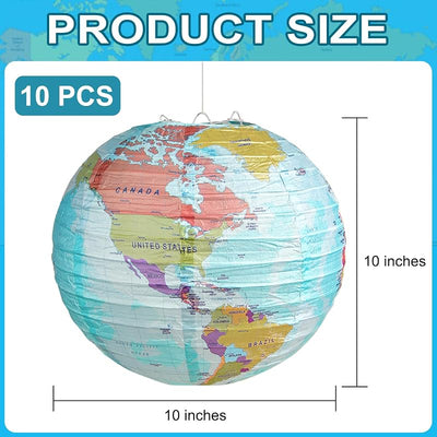 10 Linternas mapa mundo 10pulg decoración hogar
