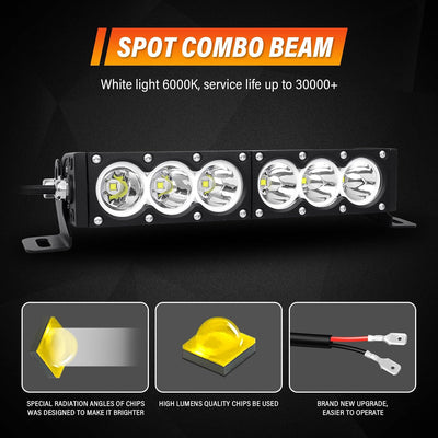 Barra luz LED 12" 60W haz blanco 6000lúmenes todoterreno