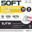 Cable extensión iluminado 50ft 15A para electrodomésticos