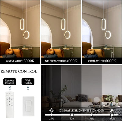 Lámpara colgante LED dorada con control remoto 24W 3 tonos