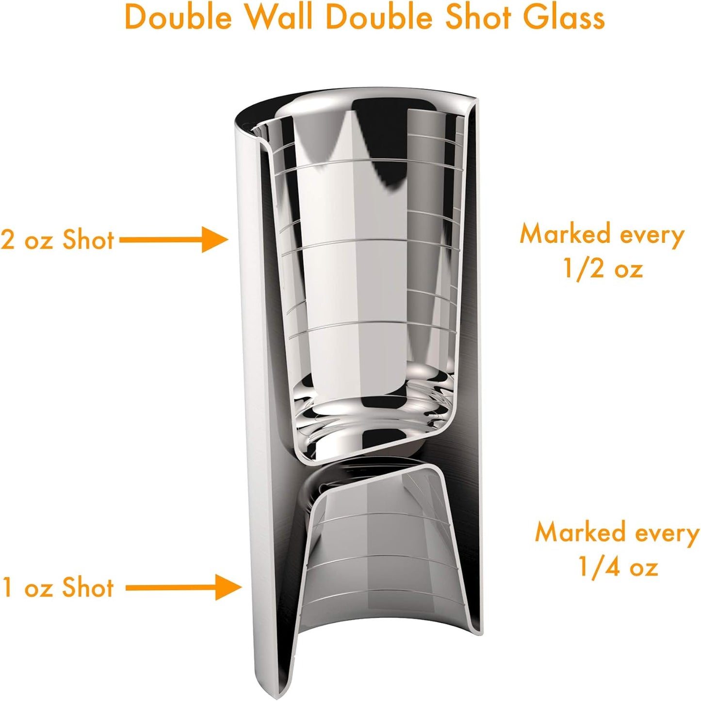 Herramienta bartending doble pared 1-2oz acero inox