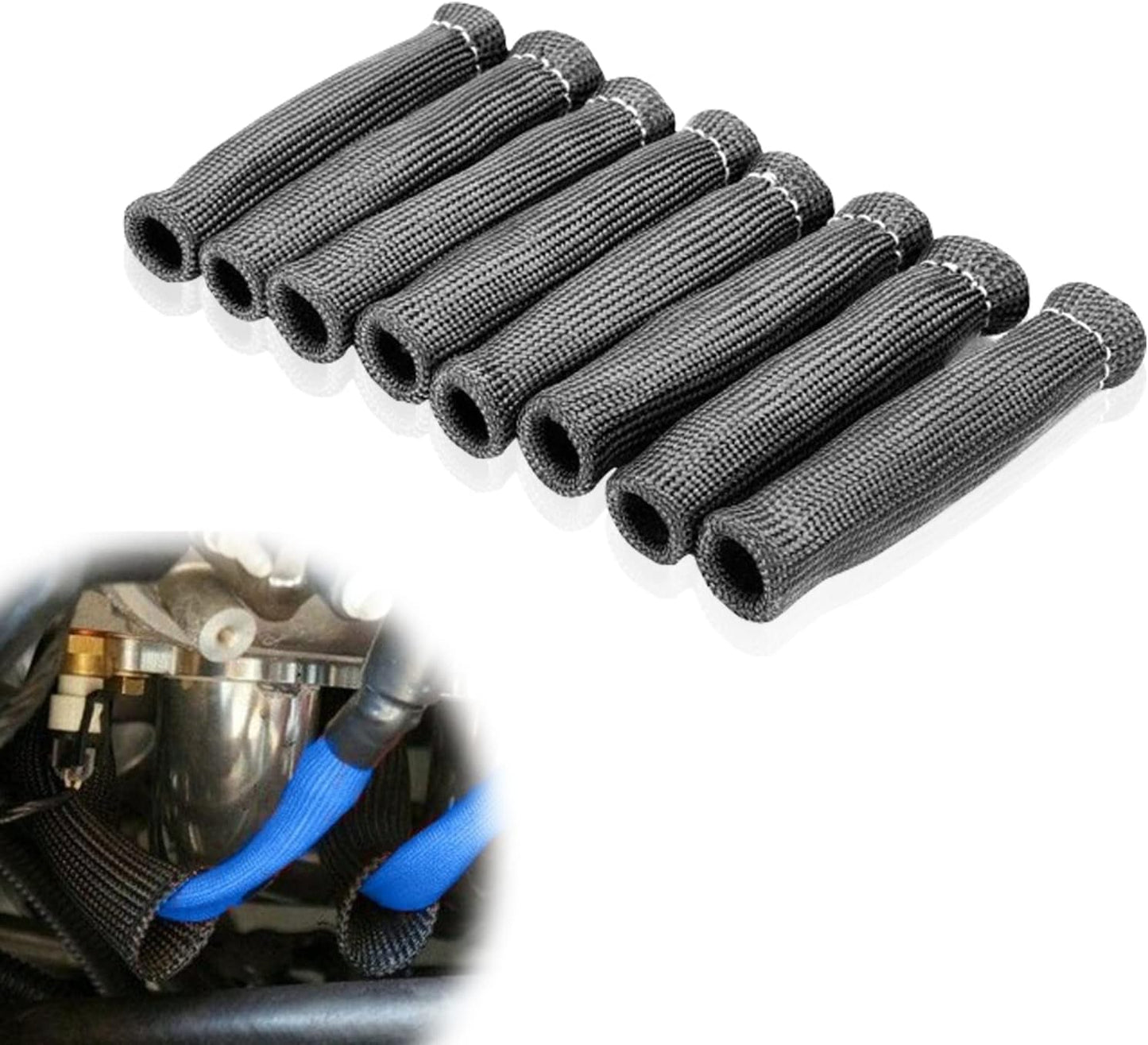 8 Botas Protección Bujías 6" Térmicas Negro