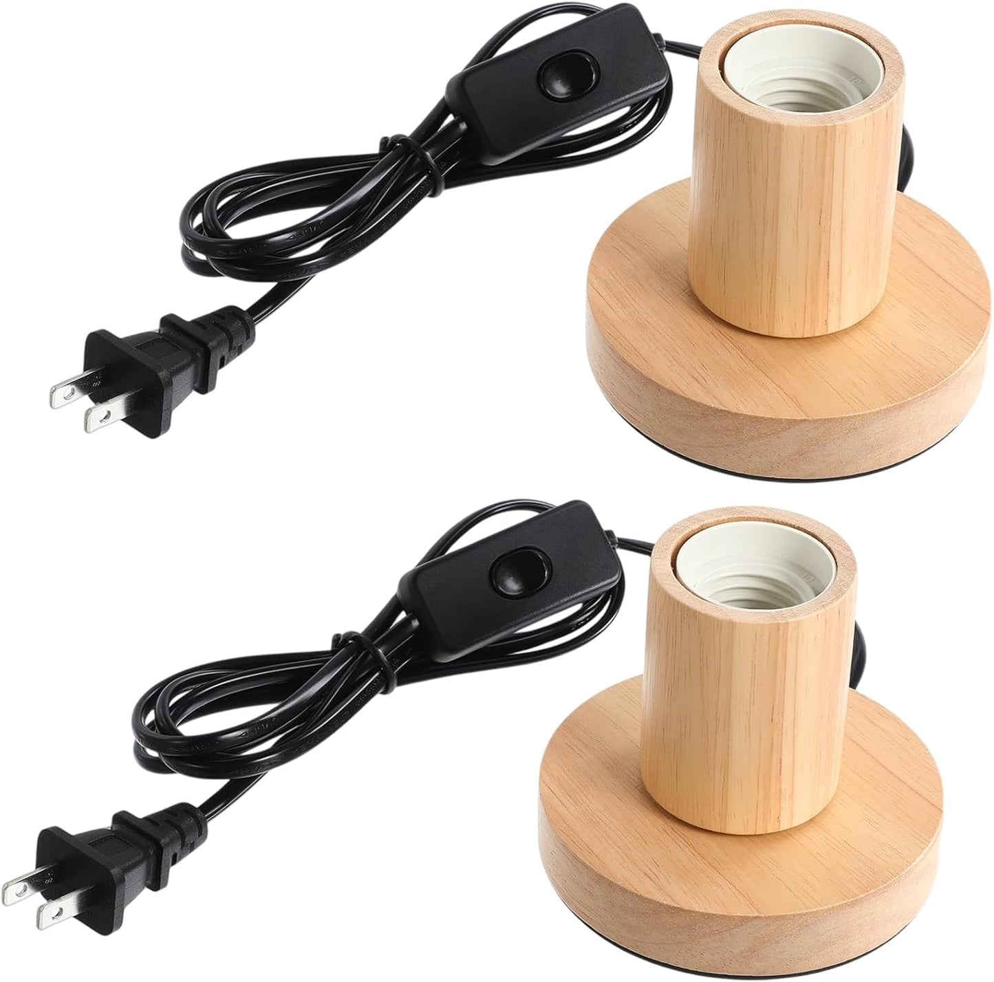 2 Pzas Base Lámpara E26/E27 Metal Pulido 6pies Interruptor