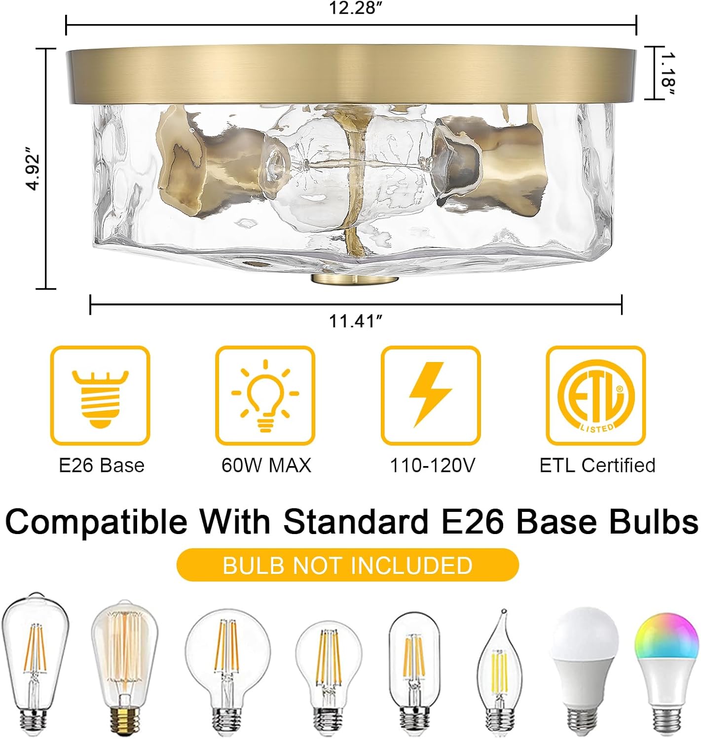 Lámpara techo moderna 2 luces metal dorado dormitorio sala