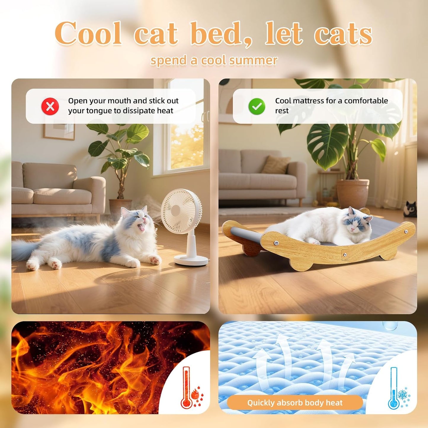 Hamaca refrescante para gatos con gel y tela impermeable