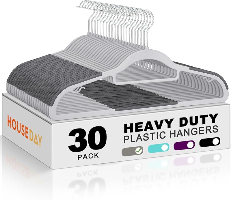 Perchas plástico antideslizantes 30uds gris ultra delgadas
