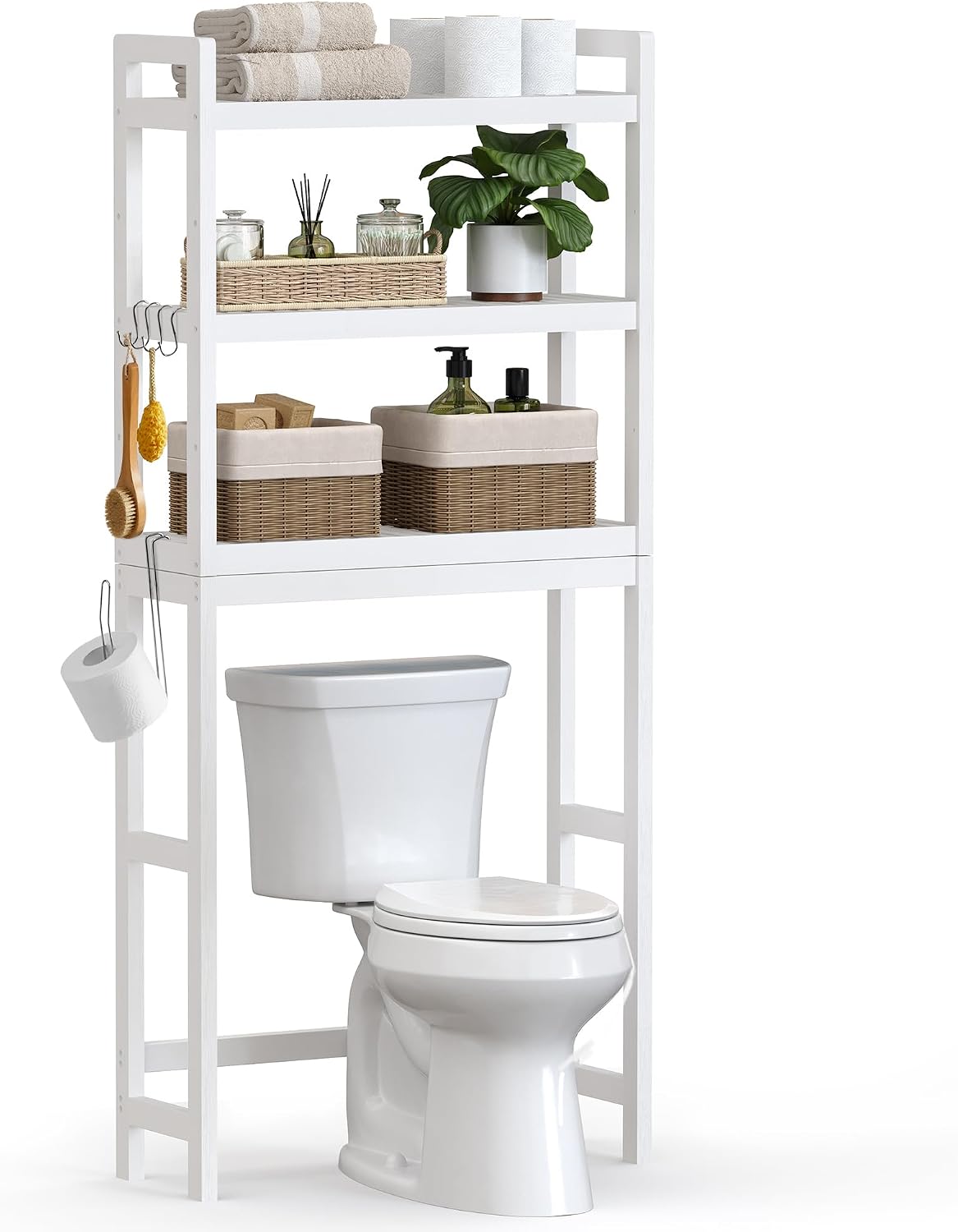 Organiz. baño sobre inodoro 3 niveles 10x25x67" blanco
